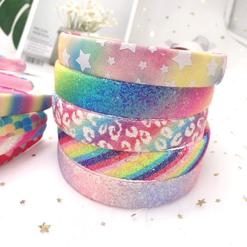 New Colorful Onion Pink Headband Handmade Rainbow Headband for Girls Special Hair Band 2cm Yiwu Wholesale