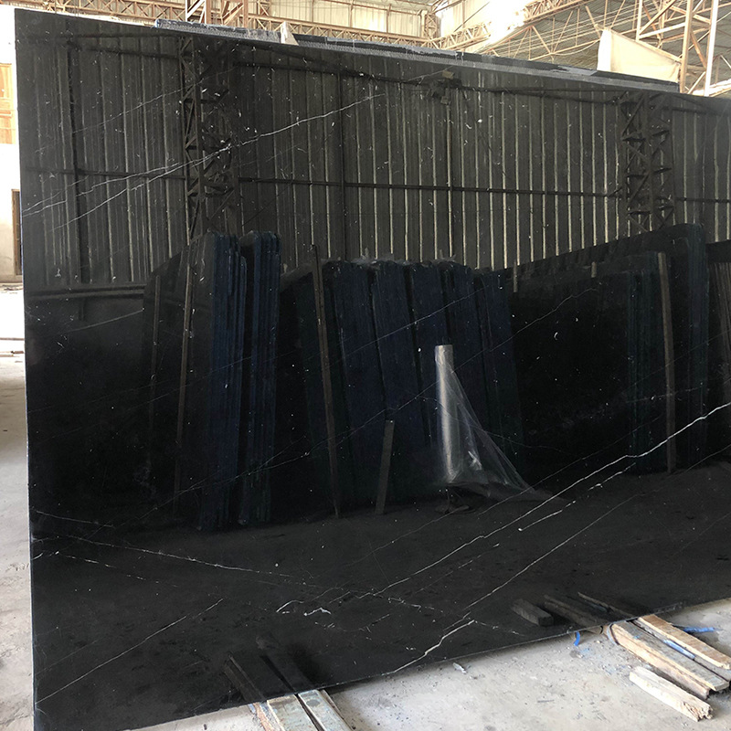 黑白根大理石板厂家批发楼梯地面墙身线条水刀拼花黑色大理石