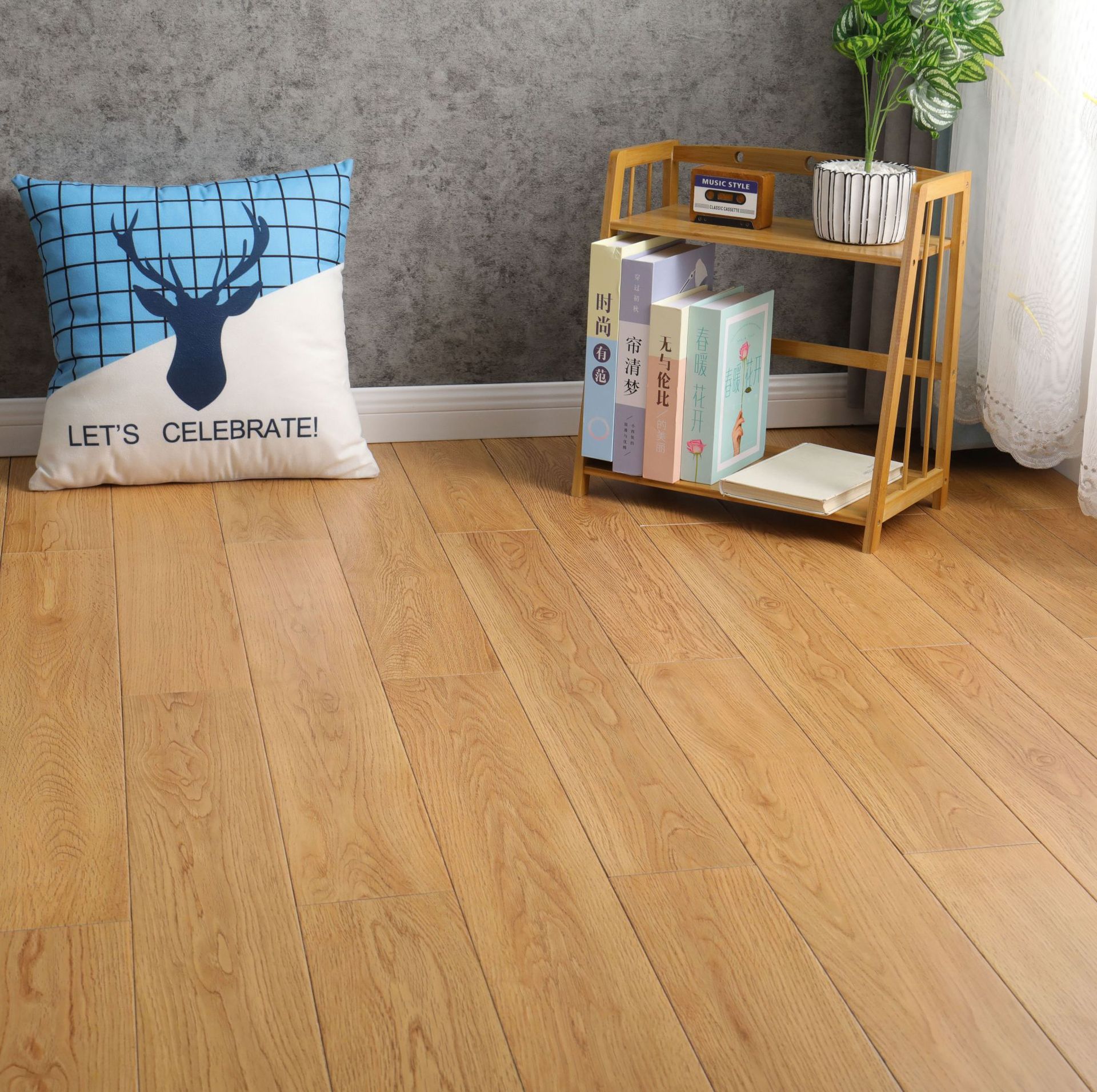 自然原木色柚木色 番龙眼 仿古木纹手抓纹卧室内家用纯实木地板