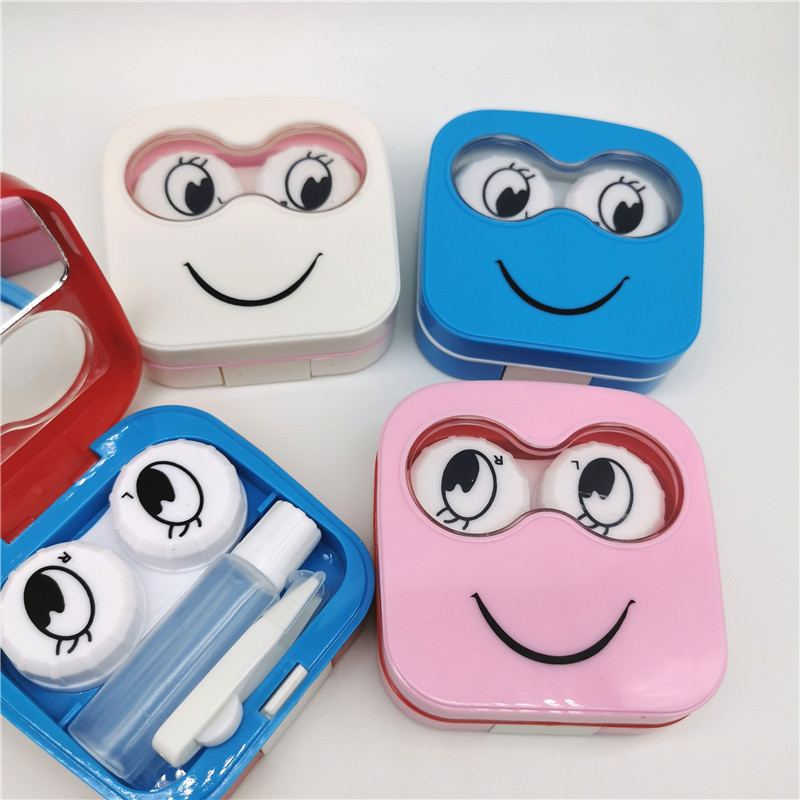 卡通笑脸隐形眼镜盒美瞳盒批发伴侣盒双联盒新款盒子6699