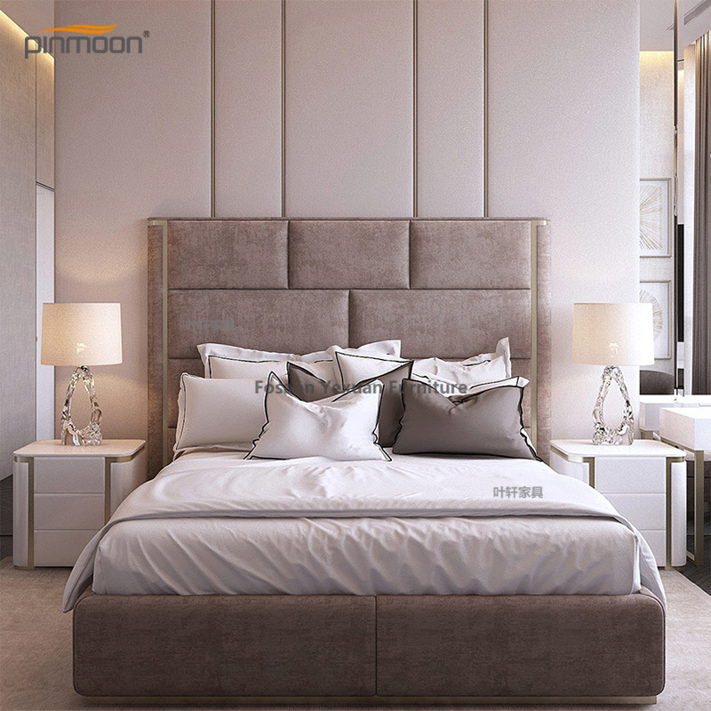 轻奢酒店家具 佛山源头厂家定制酒店公寓轻奢床 高档公寓皮艺床