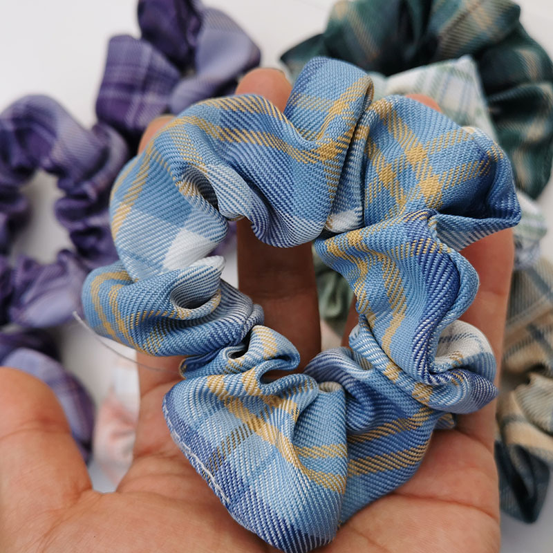 新款格子jk大肠圈发圈少女发绳清新可爱学生发饰皮筋发圈饰品