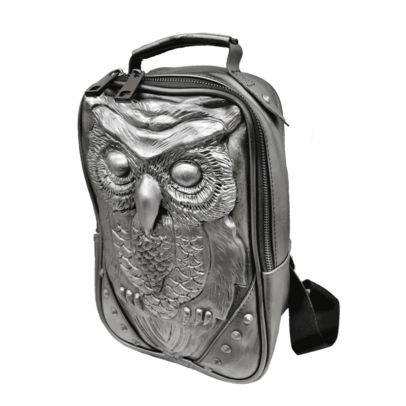 外贸新款浮雕猫头鹰女式双肩包升级款纯色女包夏季动物个性背包女