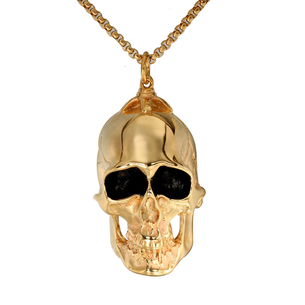 跨境专供骷髅头钛钢项链欧美风格男士不锈钢鬼头项链不锈钢项链