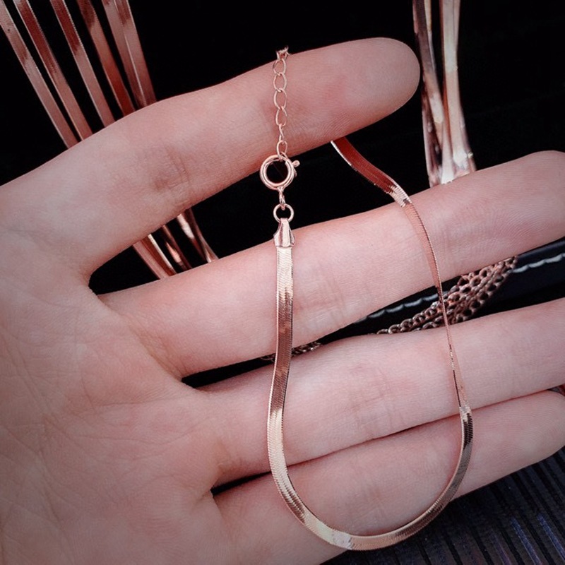 18k金蛇骨链项链手链女时尚简约项链 au750黄金玫瑰金链子18k彩金