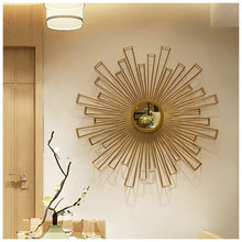 中式创意几何太阳镜铁艺壁挂别墅墙上装饰金属镜挂件会所走廊壁饰