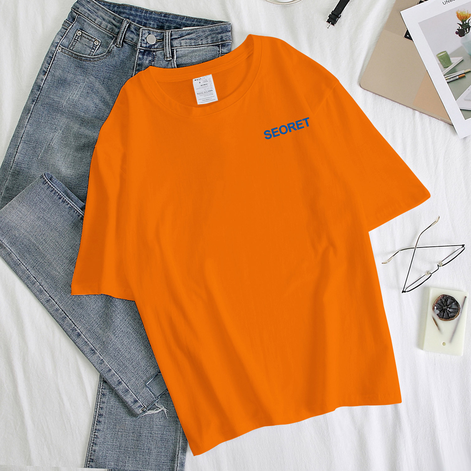 橙色短袖t恤女短款2020年新款夏季韩版宽松百搭半袖网红上衣ins潮