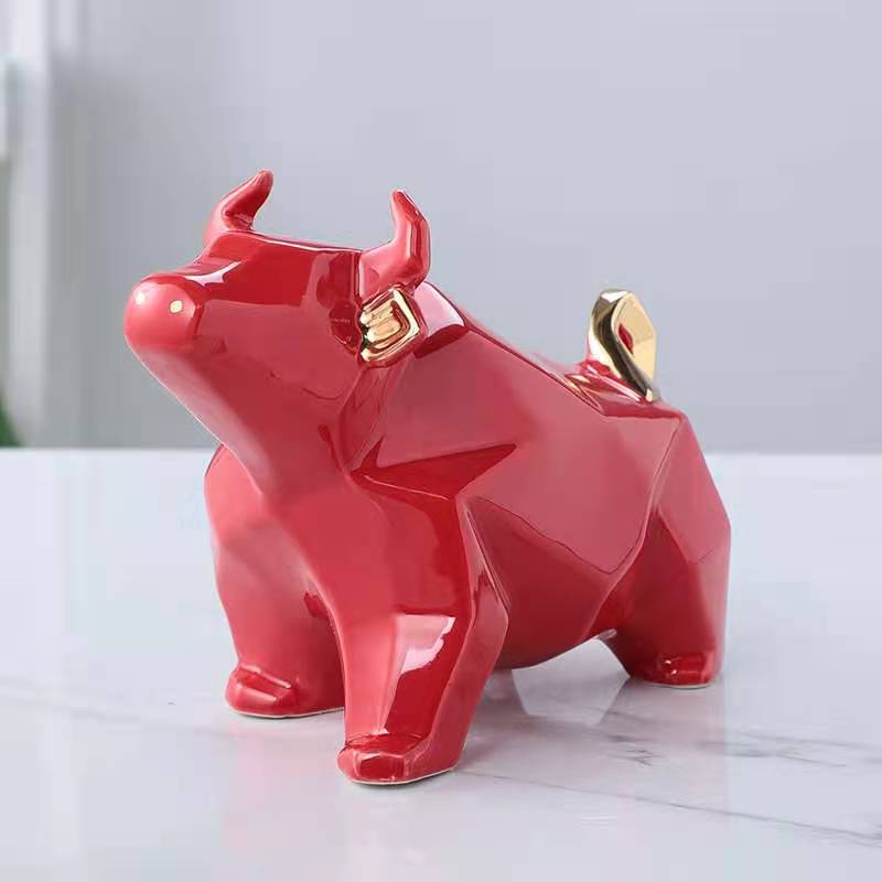 陶瓷牛摆件牛年吉祥物年会创意2021年公司礼品可爱生肖招财牛定制
