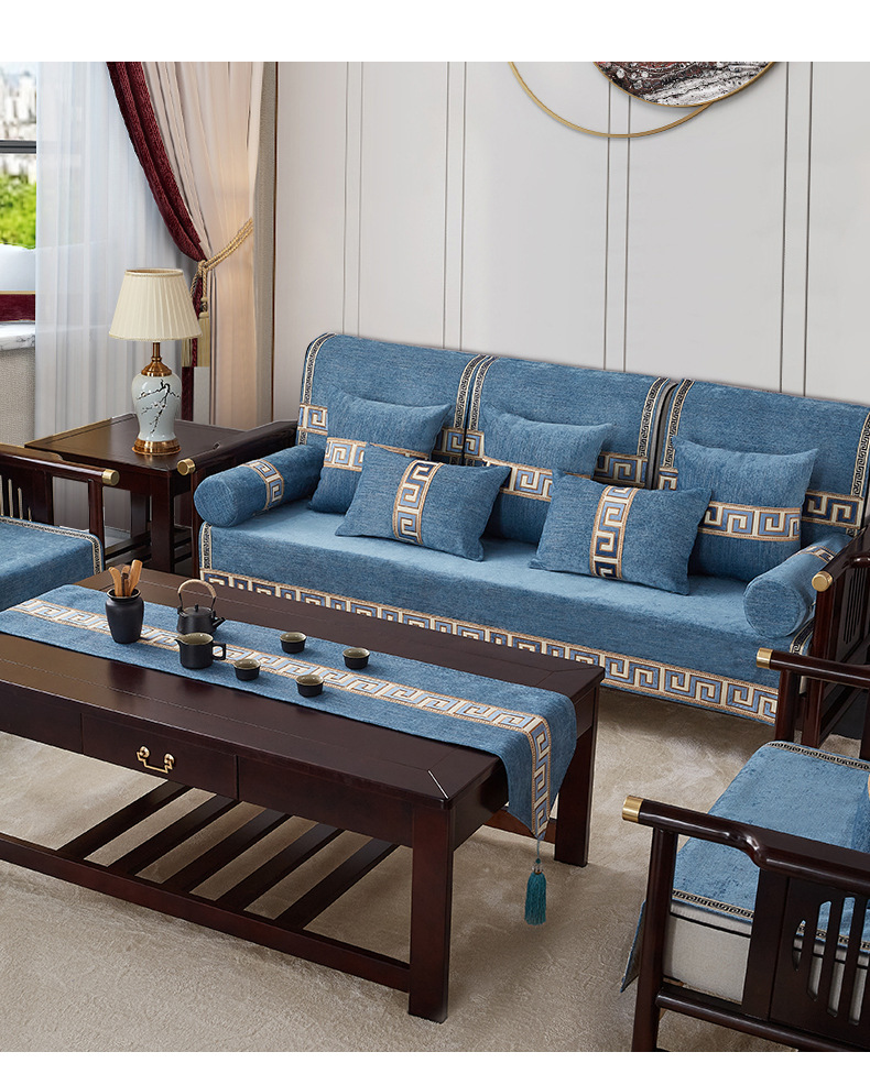 新中式沙发垫四季通用沙发巾盖布防滑红木沙发罩套一件代发坐垫套