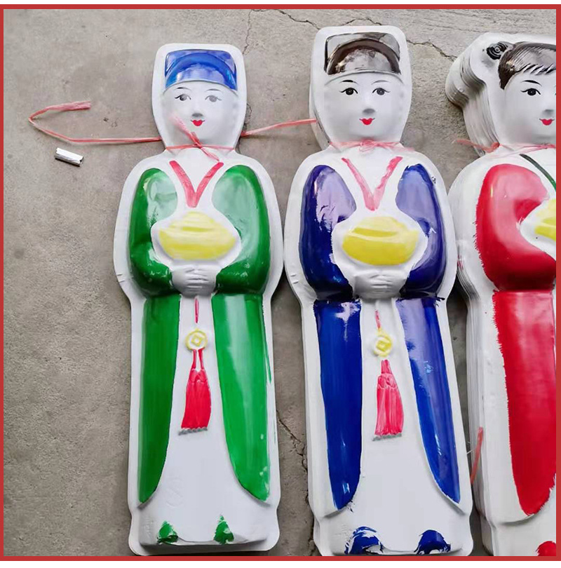 殡葬用品厂家纸扎祭祀白事金童玉女塑料纸人 童男童女