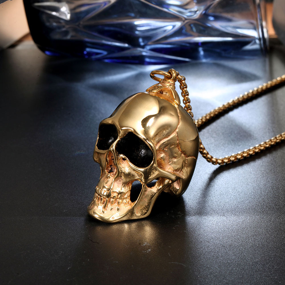 跨境专供骷髅头钛钢项链欧美风格男士不锈钢鬼头项链不锈钢项链