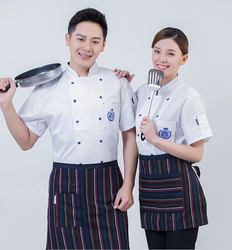 厨师服短袖酒店餐厅厨房蛋糕店烘焙店夏季工作服男女厨衣现货批发
