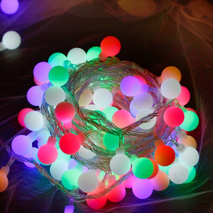 Camping Stall Frosted Small Balls Lighting Chain round Bead Ball Led Girl's Room Holiday Christmas Ornamental Festoon Lamp