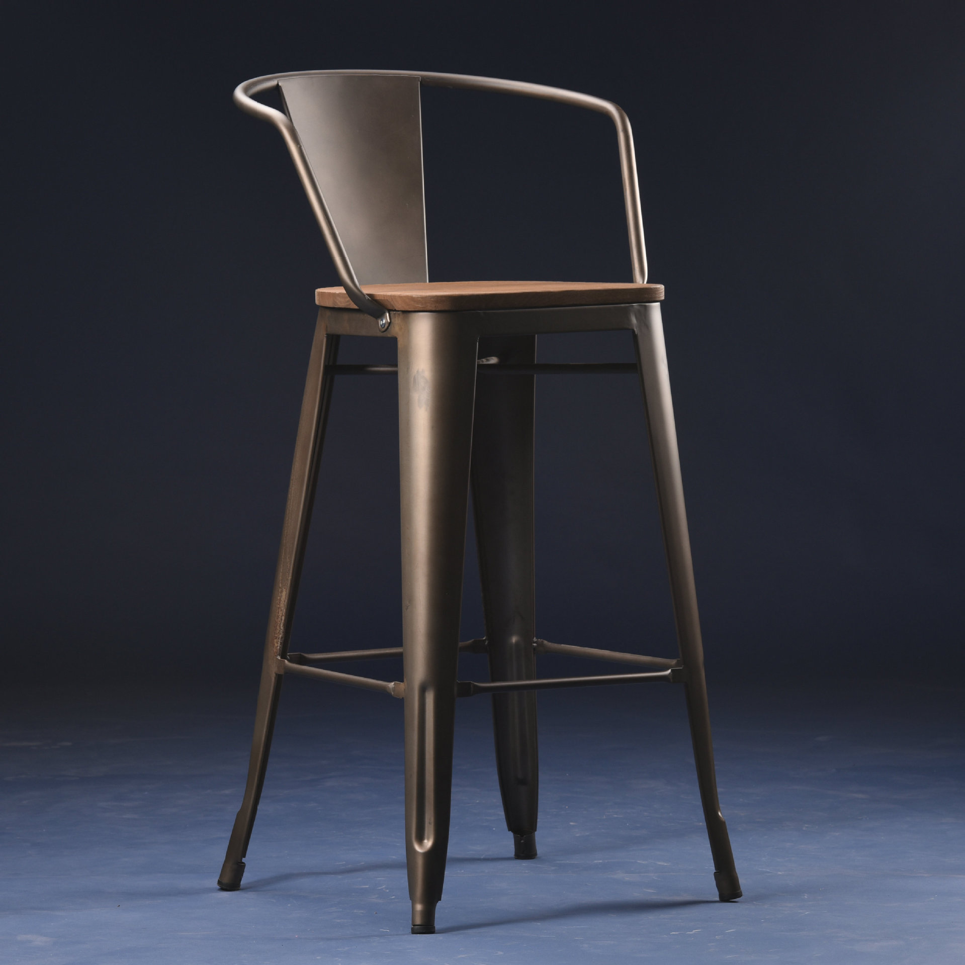 tolix欧式餐厅铁皮酒吧台桌咖啡厅高脚凳金属工业铁艺靠背高椅子