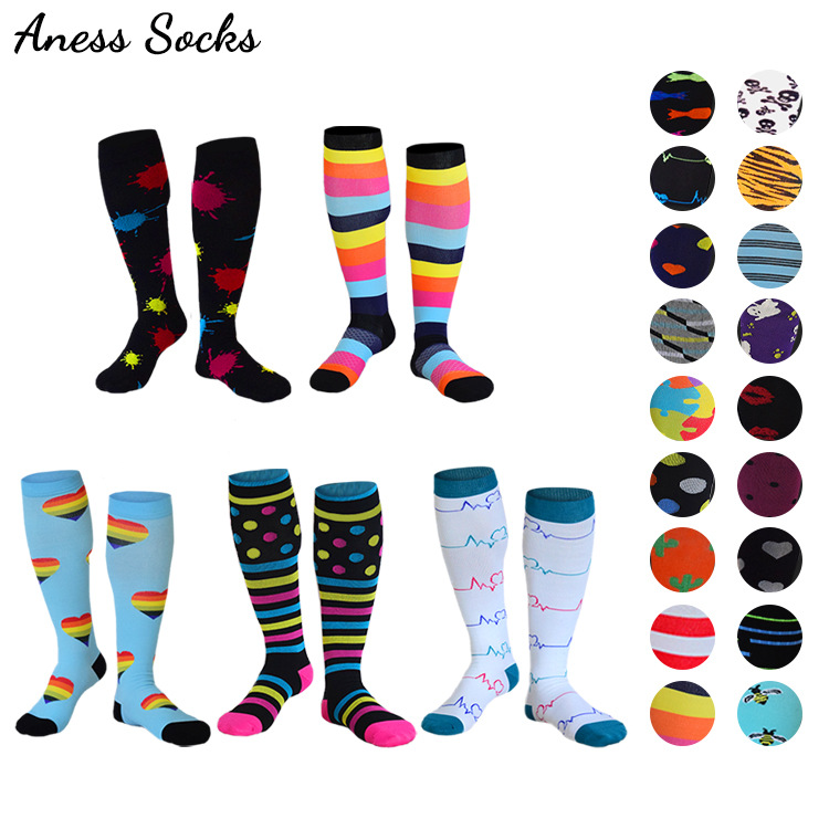 Spot European and American Outdoor Sports Stretch Socks Compression Socks Long Calf Compression Stockings Skipping Rope Elastic Cycling Socks Socks