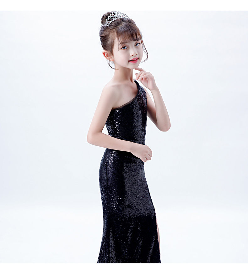 走秀演出服新款小女孩鱼尾裙主持人晚礼服儿童女童时尚洋气公主裙