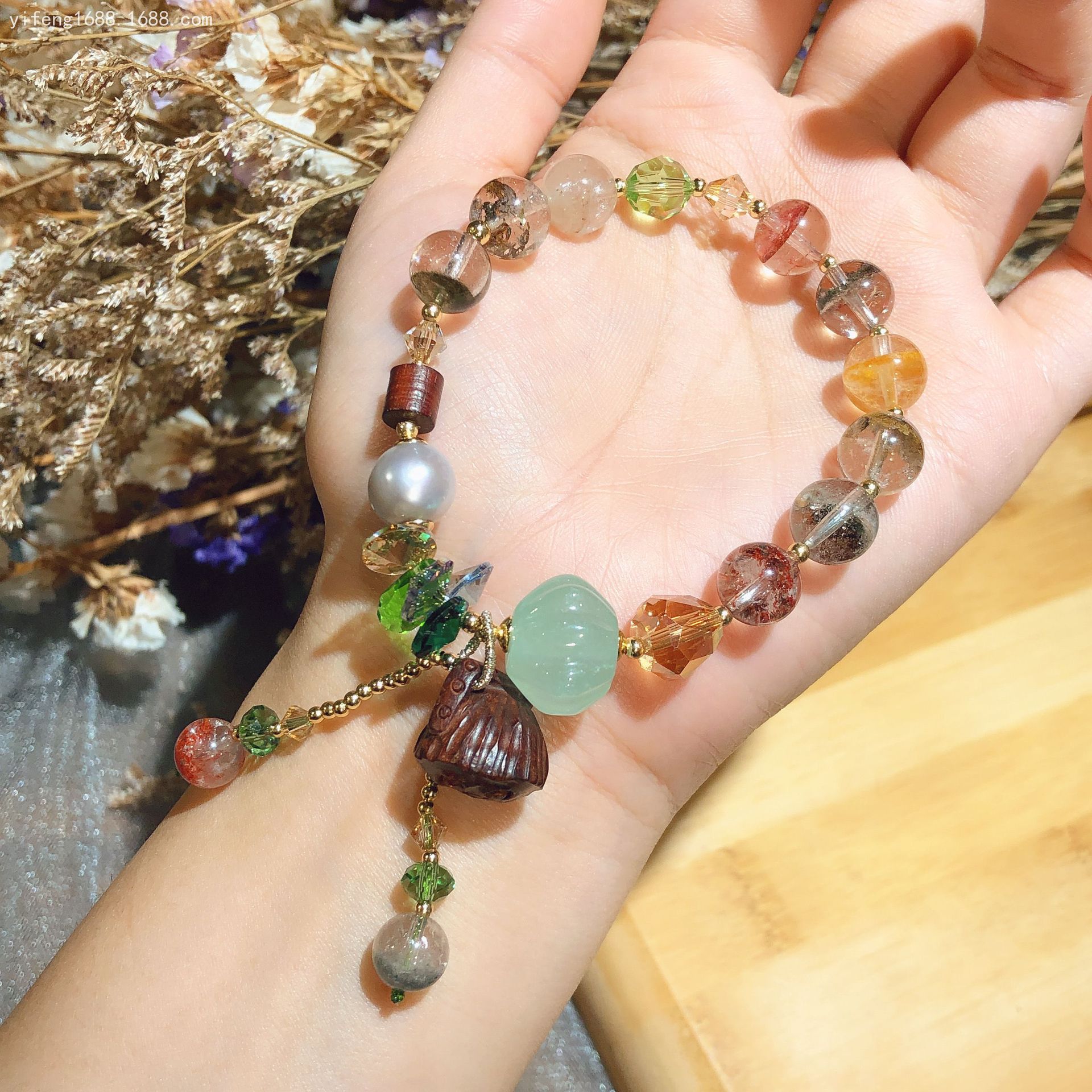 四季幽灵巴山玉南瓜福瓜莲蓬吊坠手串手链女奥地利水晶饰品彩宝