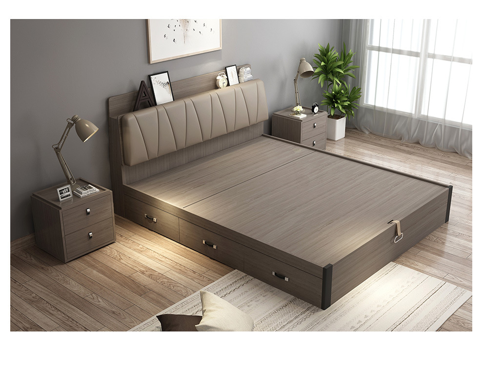 木月卧室床板式双人床气动高箱储物床现代简约收纳床1.8米北欧床