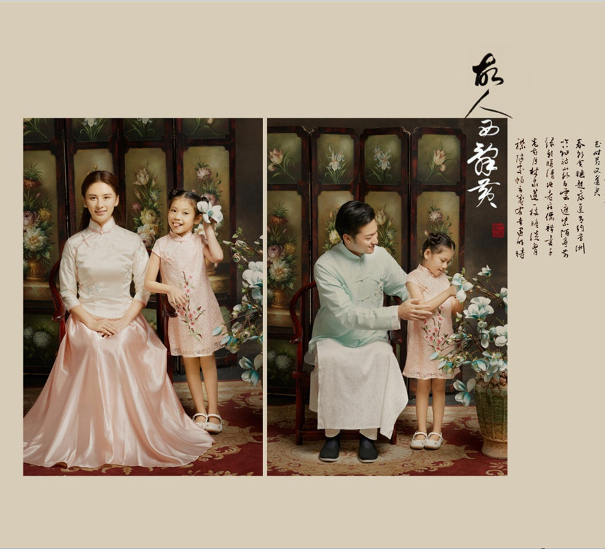 影楼儿童摄影中国风古装一家四口全家福拍照亲子装艺术照写真服装