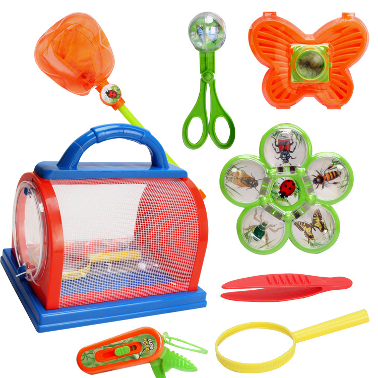 儿童户外科教玩具放大镜昆虫捕捉器工具昆虫网观察盒蝴蝶夹亚马逊