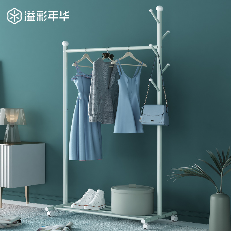 Simple Hanger Floor Single Rod Coat Rack Folding Household Floor Hanger Dormitory Coat Rack Indoor Hanger