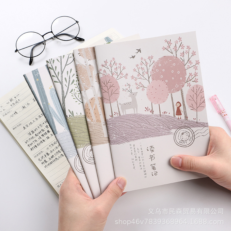 w森木中小学生读书笔记本阅读摘抄本好词好句记录卡日积月累摘记