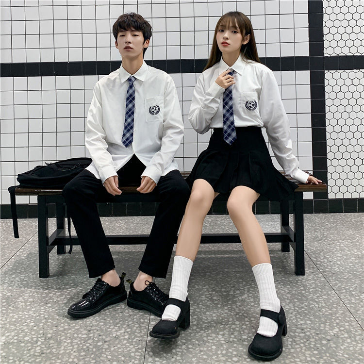dk制服情侣装秋装长袖衬衫男韩版潮流帅气jk衬衣学生班服外套春秋