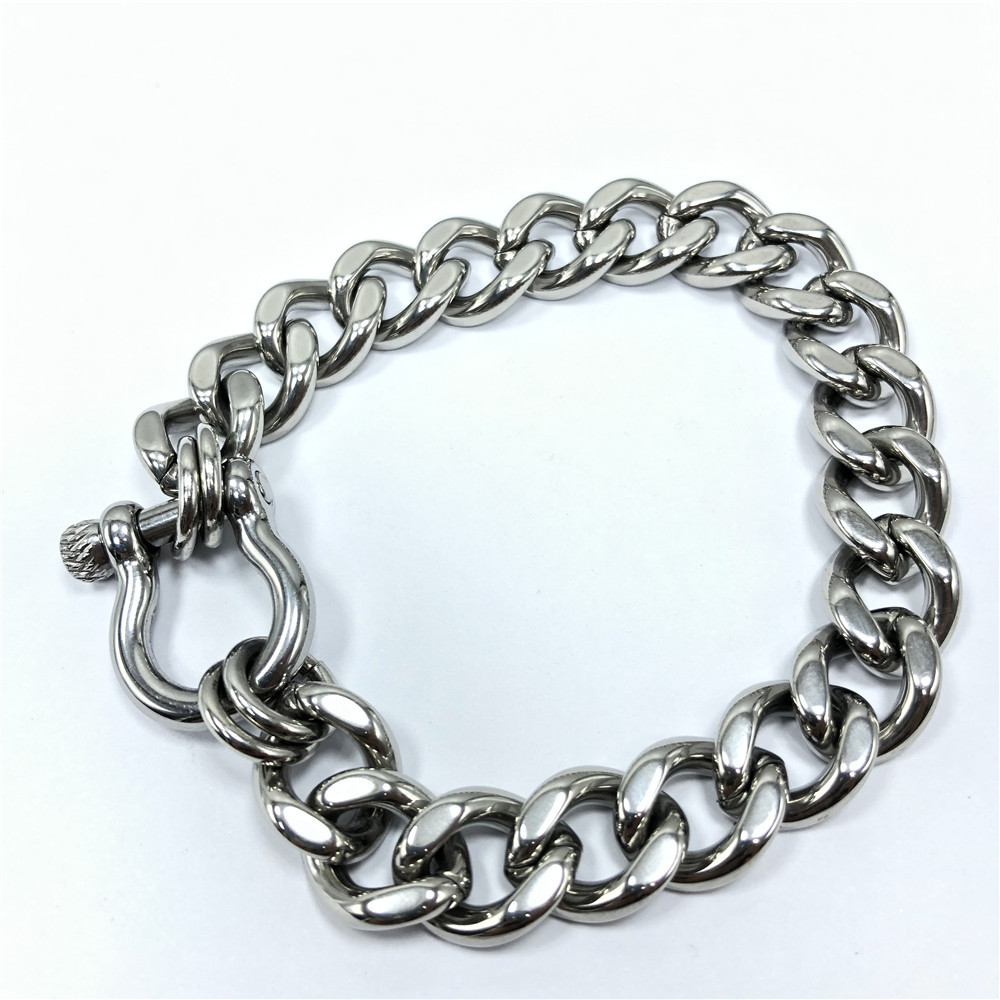 慧兰 钛钢手链 男士韩版链条全光面不锈钢手链 马堤环简约热销款