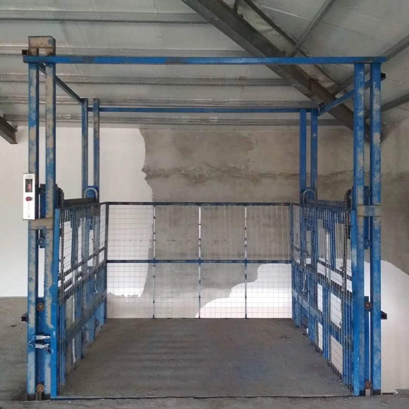 德曼特两层液压简易货梯双轨厂房固定式载货升降导轨式升降平台