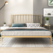 北欧金色铁艺床 简约网红床1.5米公主床 卧室1.8米铁架床双人床