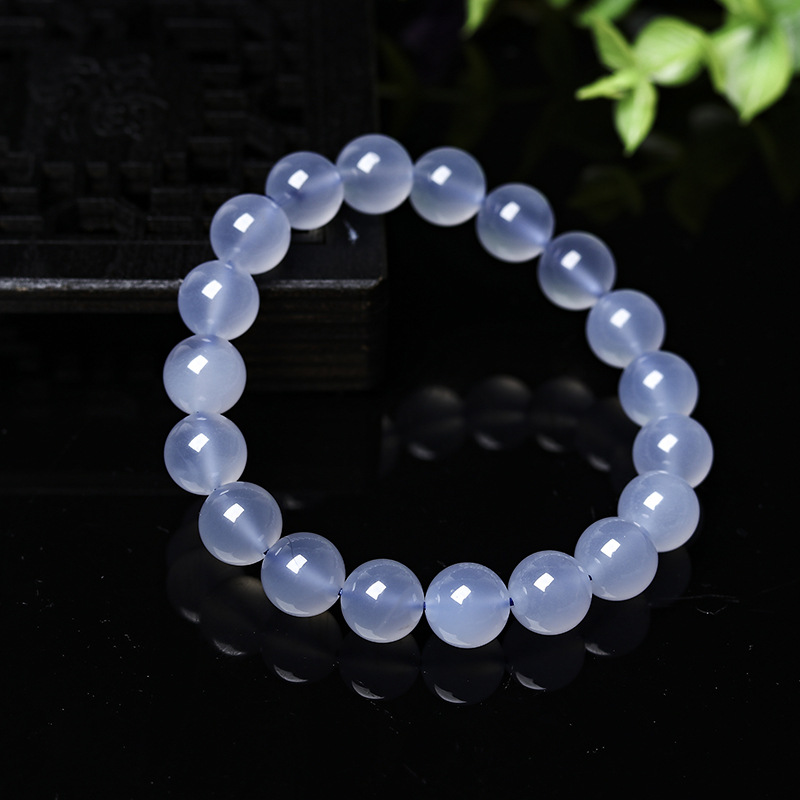 展鸿天然蓝玉髓手链蓝玛瑙手链高冰透玛瑙手链蓝玉髓手链玛瑙