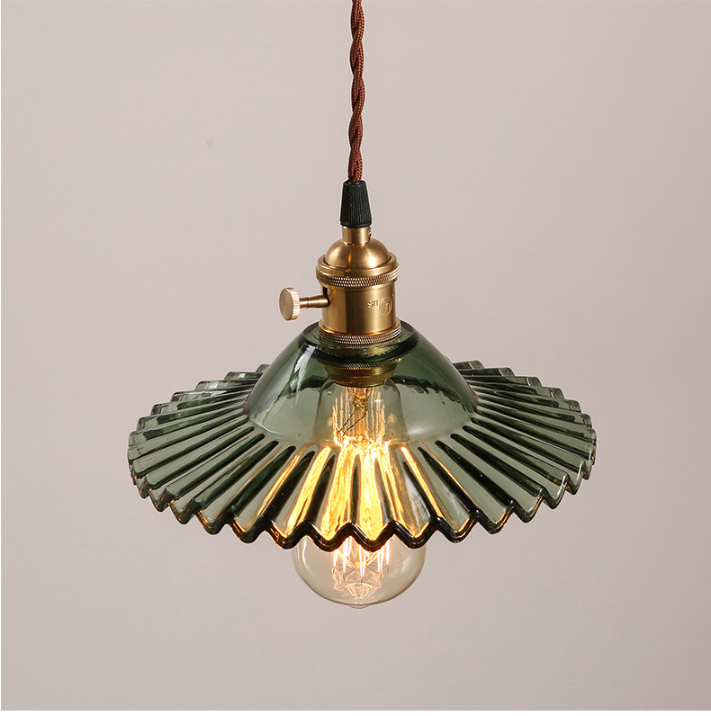 老上海民国怀旧艺术灯具民宿餐厅吧台咖啡厅绿色玻璃全铜复古吊灯