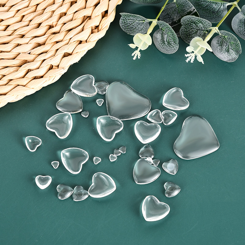爱心玻璃片透明水晶桃心形贴片馒头珠冰箱贴 时光宝石diy饰品配件