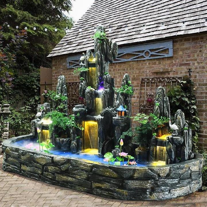 盆景流水假山喷雾喷泉浴室禅意山水摆件鱼缸庭院鱼池院子石头饭店