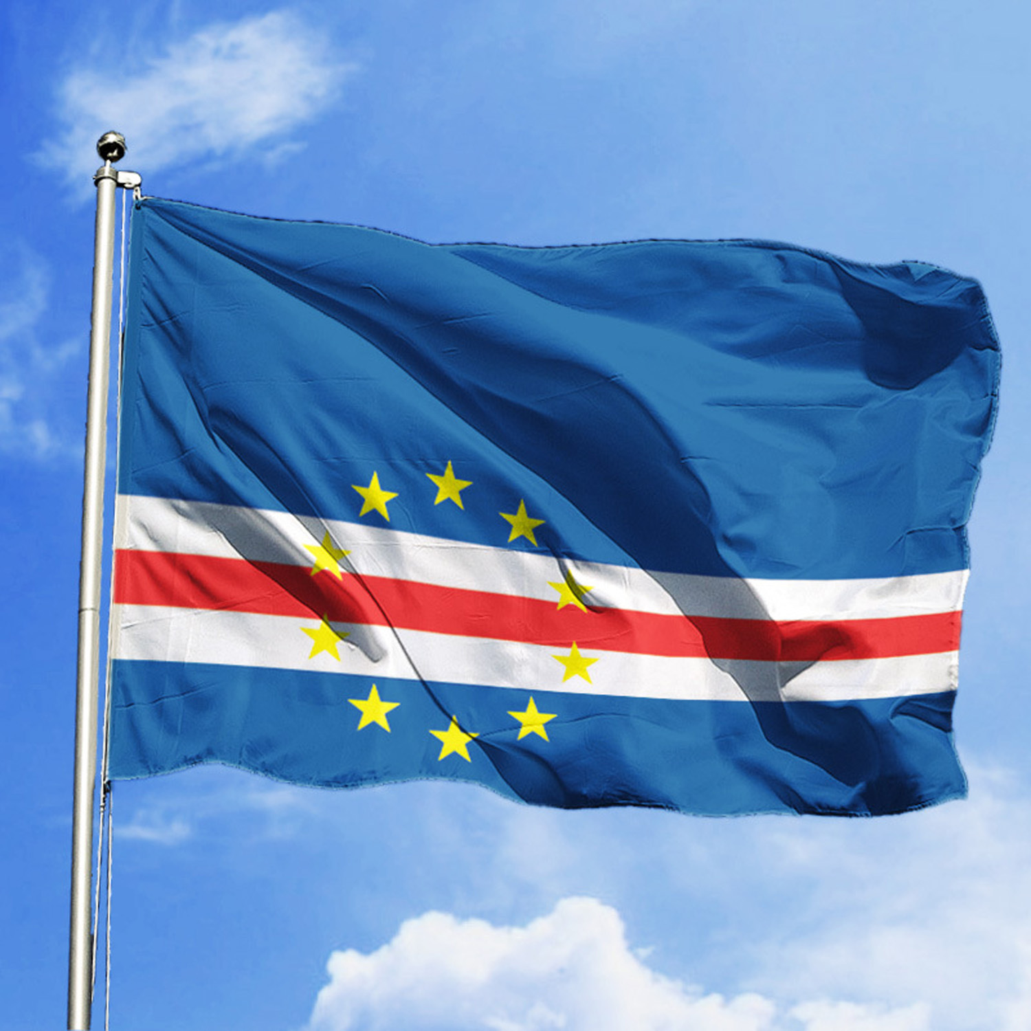 【跨境专供】佛得角国旗定制节日户外广告旗大选90*150旗帜定做