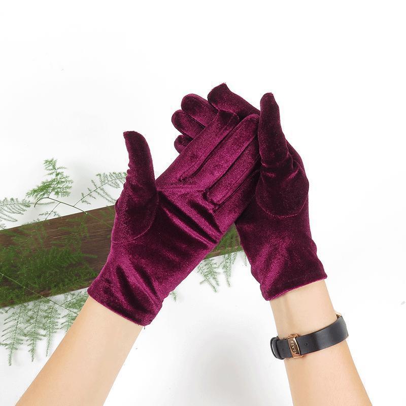 绒质手套女全包指春季防风开车高弹力秋冬季户外防寒保暖优雅骑车