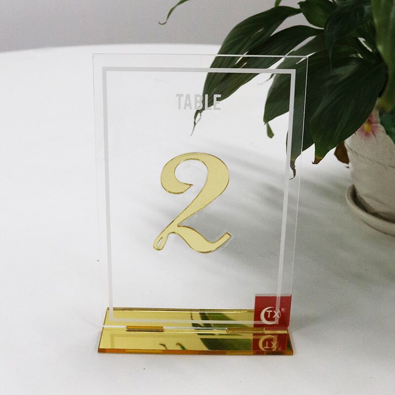 亚克力台牌宴会生日桌位牌创意镜面座位号婚礼桌牌亚克力台签到牌