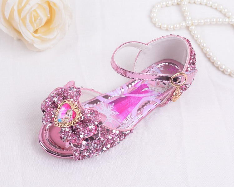 女童公主鞋软底水晶鞋女儿童平底爱莎凉鞋小女孩粉色冰雪奇缘鞋子