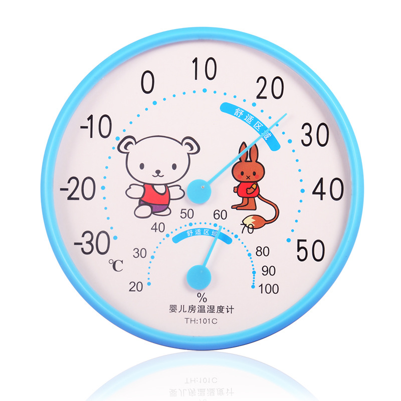 温度计湿度计家用卡通指针温湿度计壁挂式台式湿度表温度表干湿计