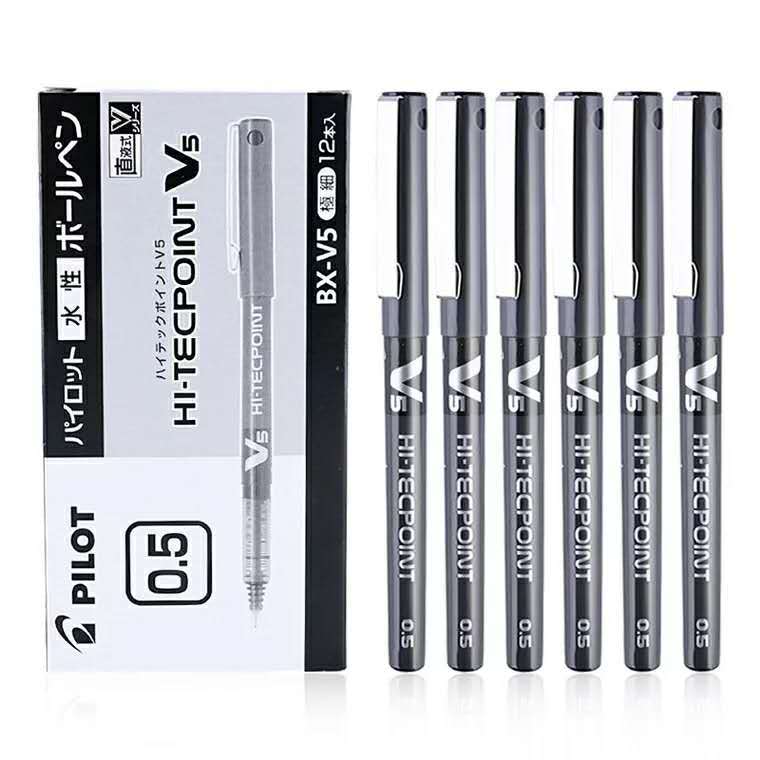 百乐v5笔日本进口pilot中性笔直液式走珠笔针管头学生用考试黑笔