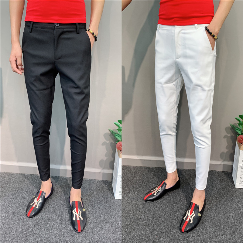男秋冬季休闲裤子韩版潮西裤修身束脚裤精神小伙小脚长裤一件代发