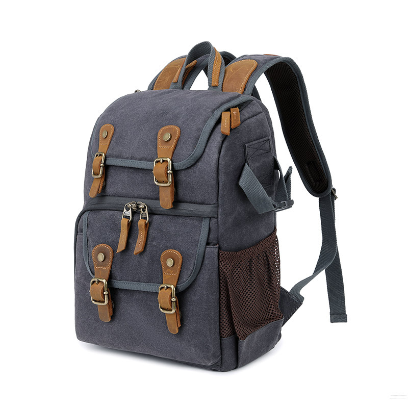 Camera Bag New SLR Backpack Photography Bag Waterproof Large Capacity Wax Dye Canvas Backpack Outdoor Bag
