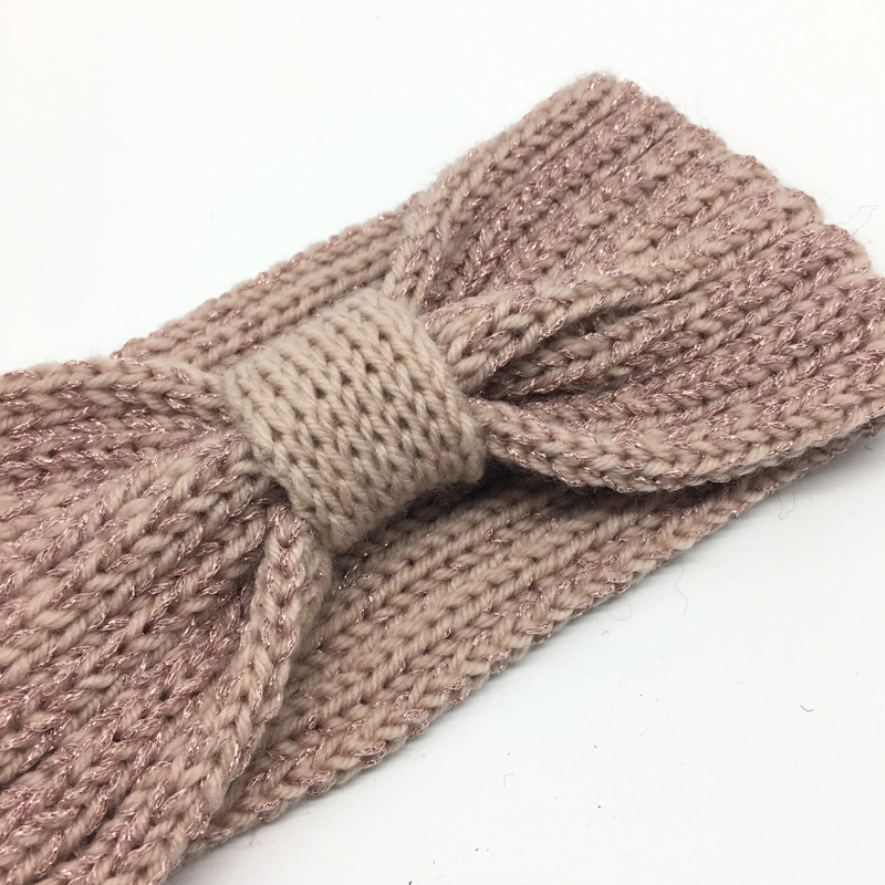 Factory Direct Classic Style Export European and American Knitted Wool Head Ring Flat Needle Big Bow Women's Knitted Hair Band