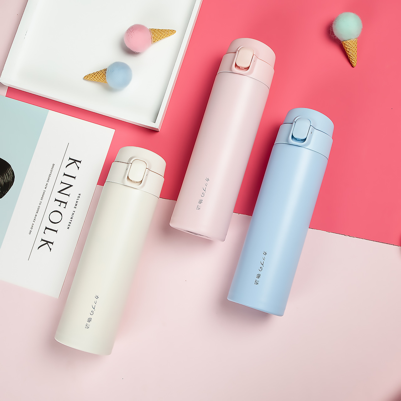 304新款弹跳杯可爱不锈钢真空保温杯豌豆水杯礼品定制随