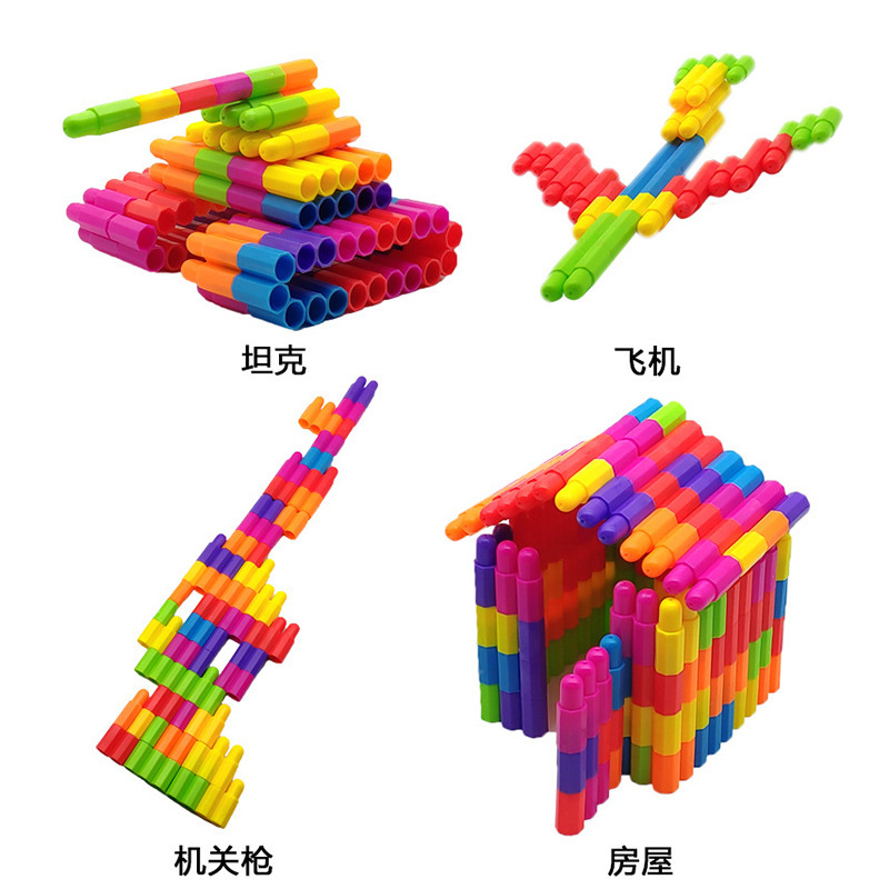 儿童益智拼插积木塑料自弹头幼儿园玩具桌面diy启蒙拼接积木批发