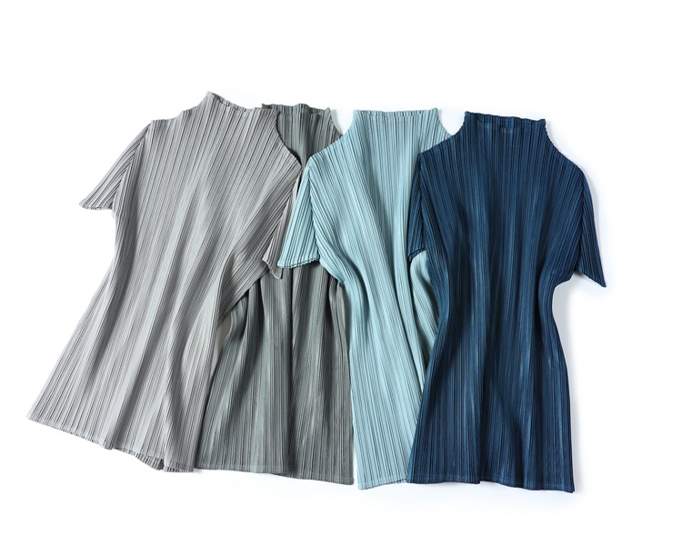 三宅褶皱上衣女经典款夏季薄款pp系列基础百搭修身显瘦立领t恤女