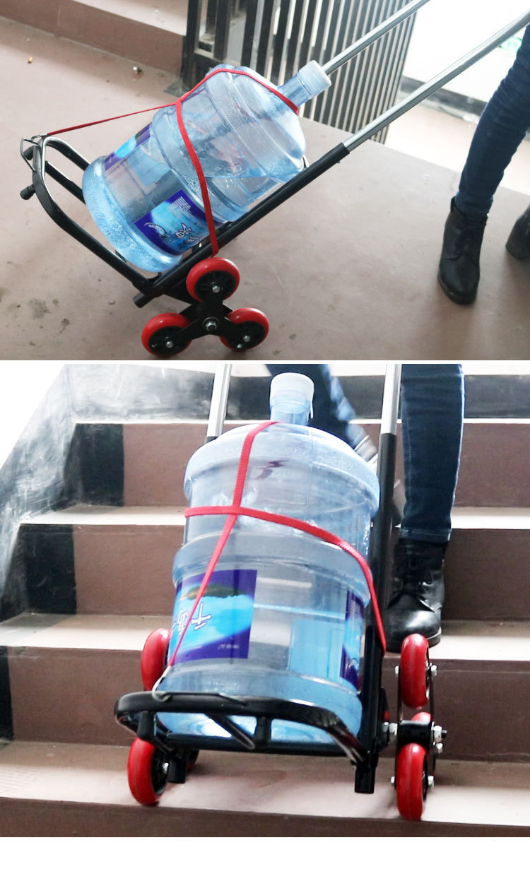 热卖桶装水专用爬楼车家用六轮爬楼梯手拉车折叠小拖车拉水爬楼车