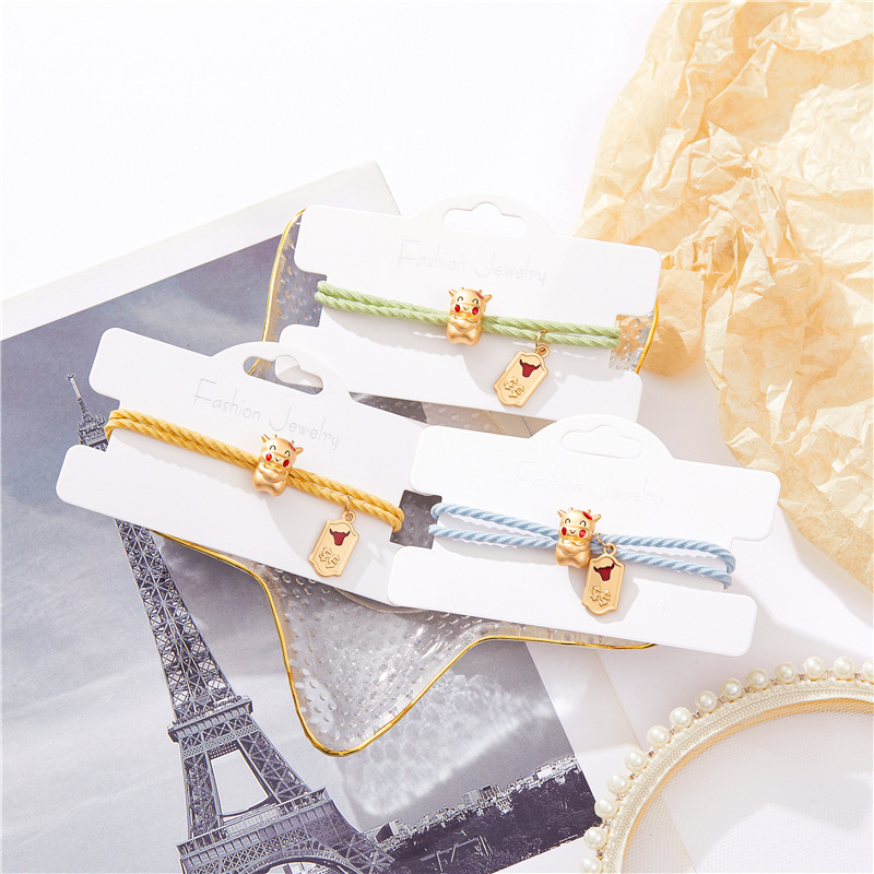 头绳女学生韩版简约原创牛转乾坤小萌牛发绳手链两用闺蜜生日礼物