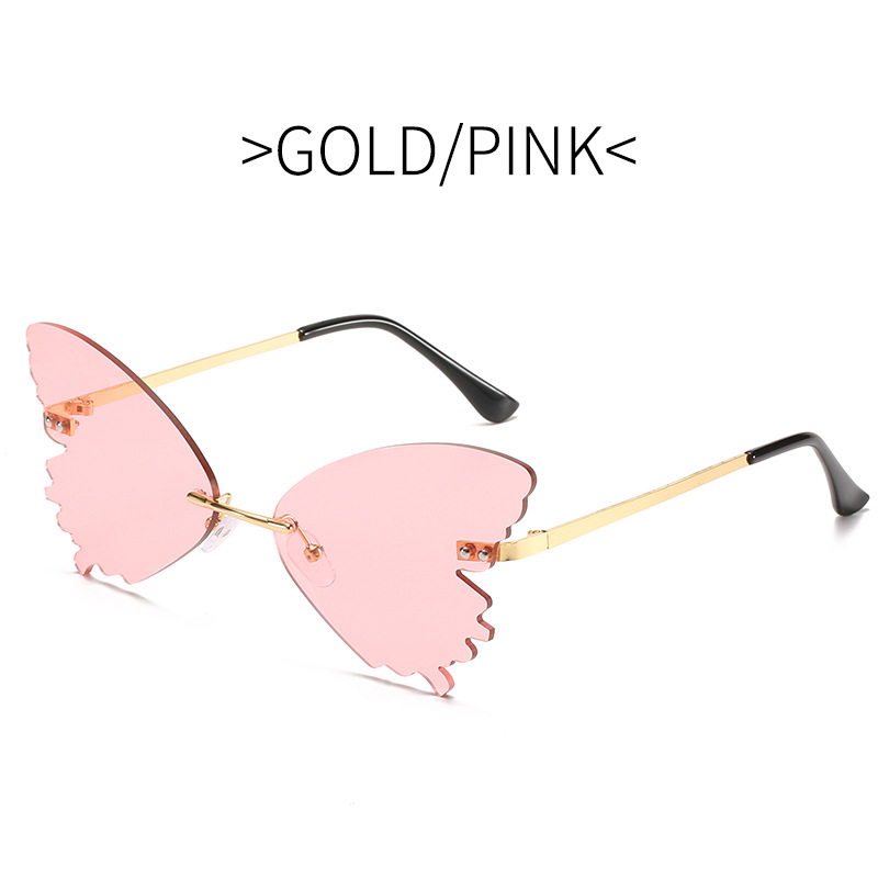 Personalized Butterfly Sunglasses Metal Frameless Glasses European and American Fashion Sunglasses Female Funny Ball Foreign Trade Glasses