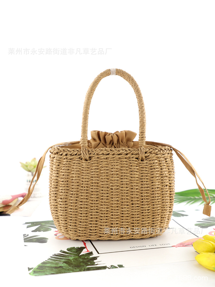 厂价新款纸绳手提包草编包时尚休闲编织包沙滩包女包一件代发
